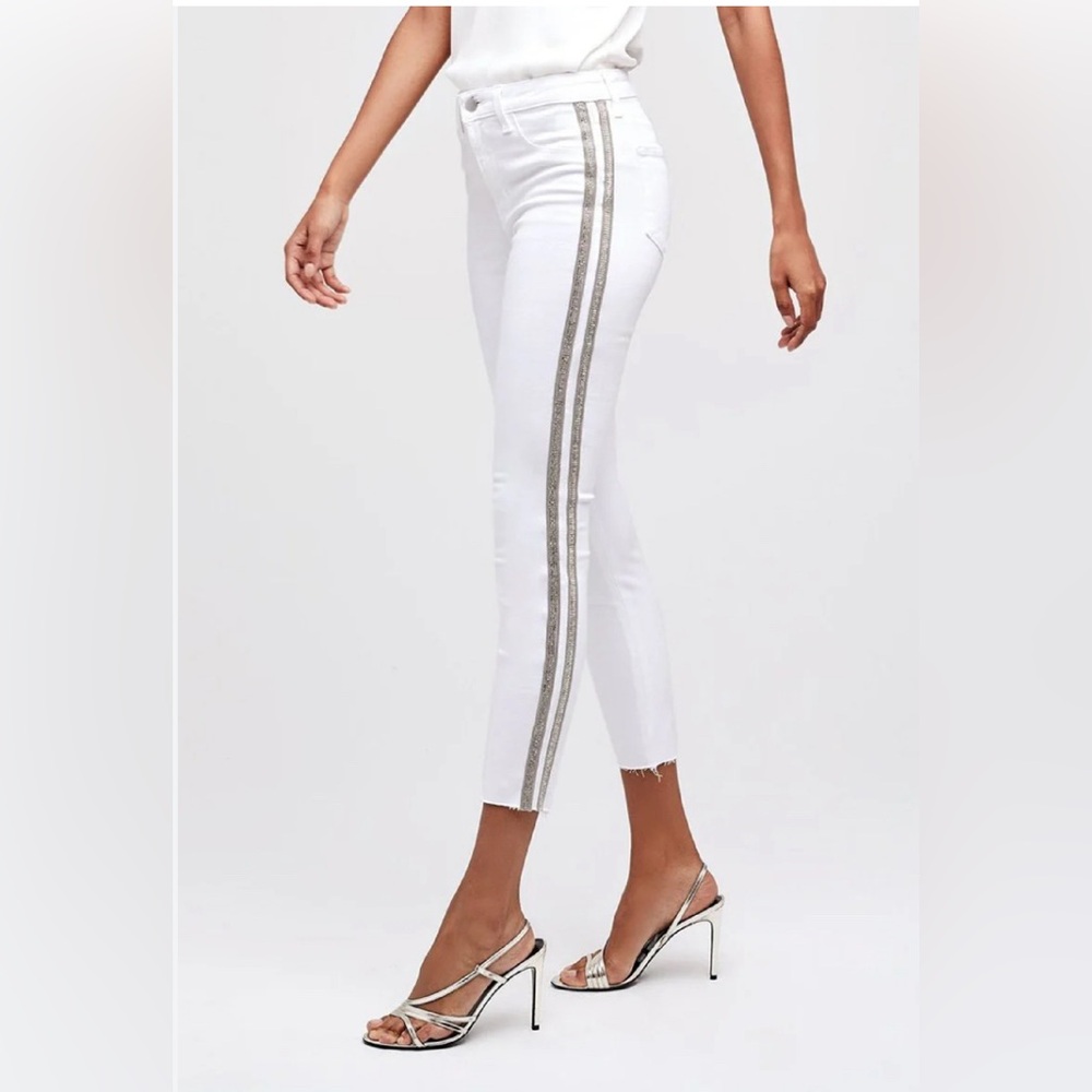 NWT L'AGENCE MARGOT DOUBLE CRYSTAL WHITE JEANS SIZE 26